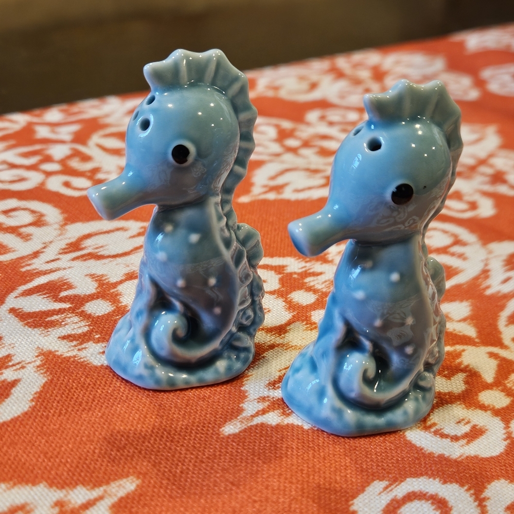 Blue Seahorse Salt and Pepper Shakers